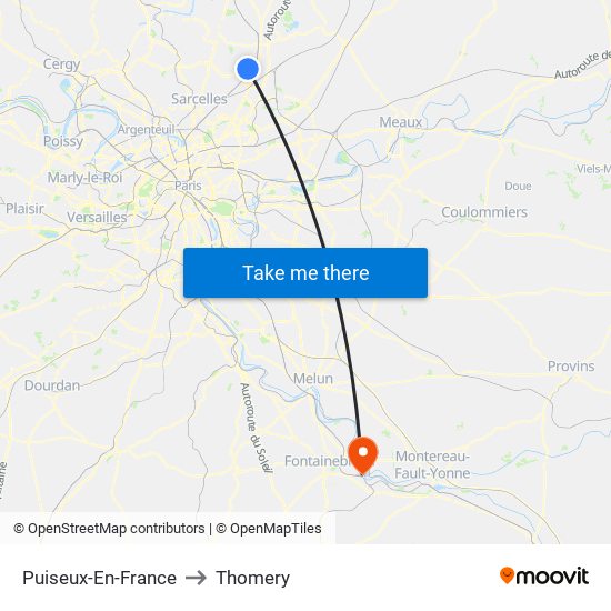 Puiseux-En-France to Thomery map