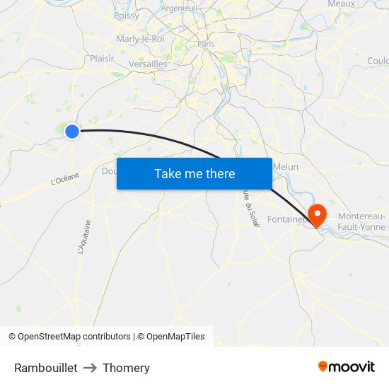 Rambouillet to Thomery map