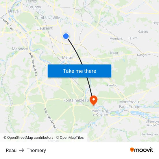 Reau to Thomery map