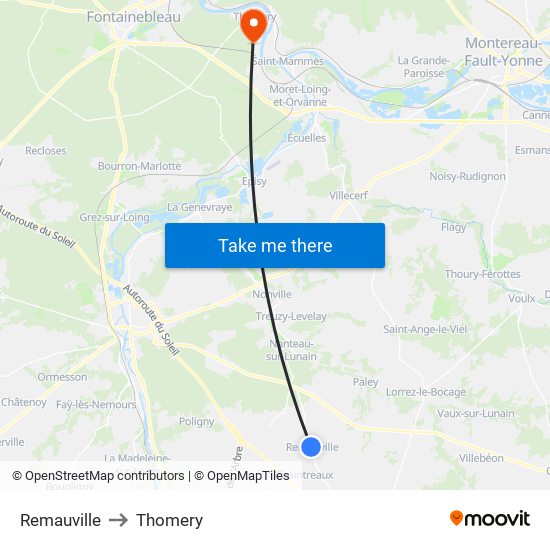 Remauville to Thomery map