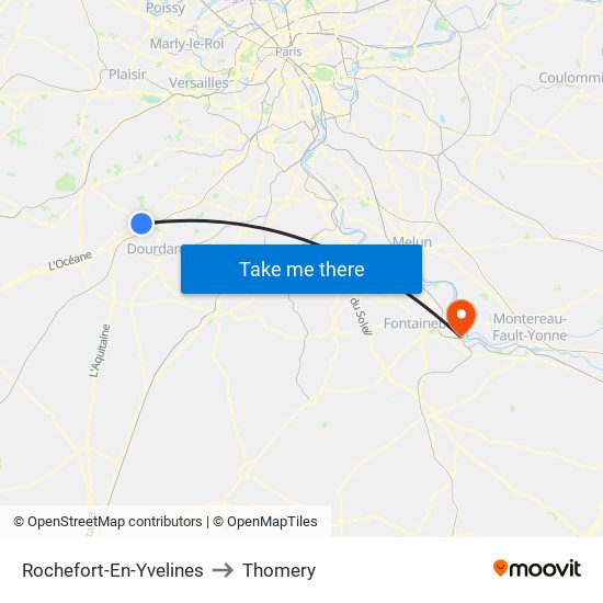 Rochefort-En-Yvelines to Thomery map