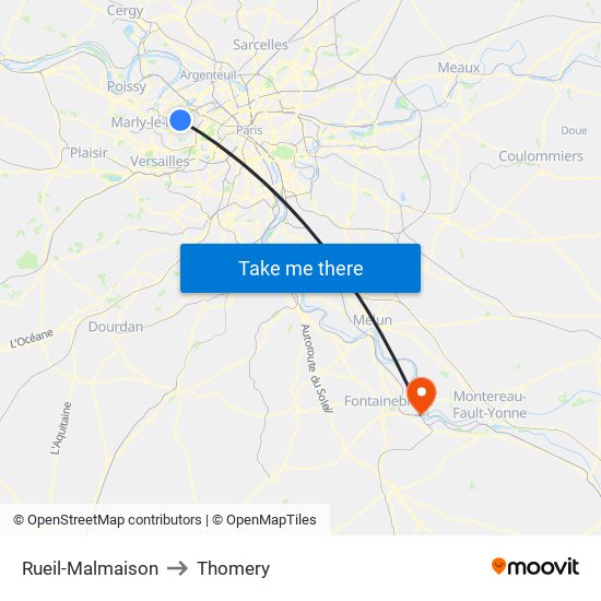 Rueil-Malmaison to Thomery map