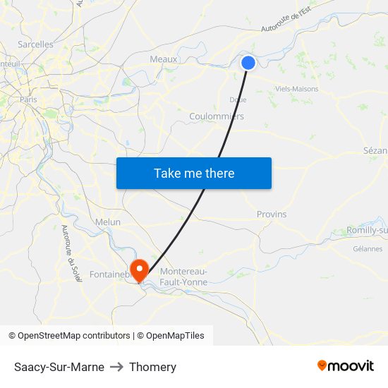 Saacy-Sur-Marne to Thomery map