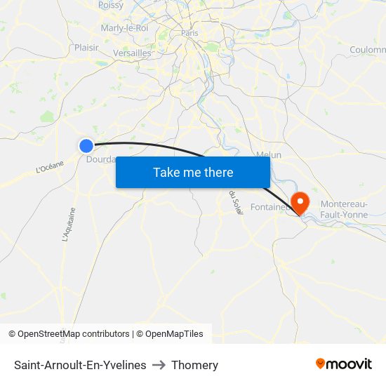 Saint-Arnoult-En-Yvelines to Thomery map