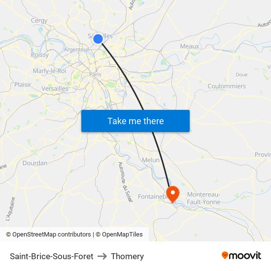 Saint-Brice-Sous-Foret to Thomery map