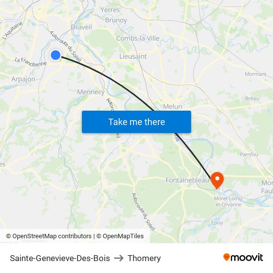 Sainte-Genevieve-Des-Bois to Thomery map