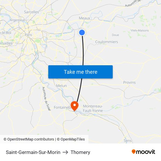 Saint-Germain-Sur-Morin to Thomery map
