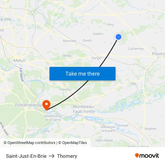Saint-Just-En-Brie to Thomery map