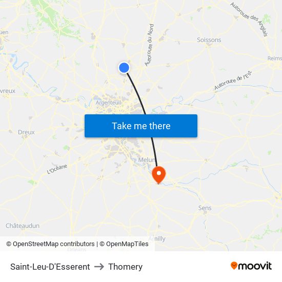 Saint-Leu-D'Esserent to Thomery map
