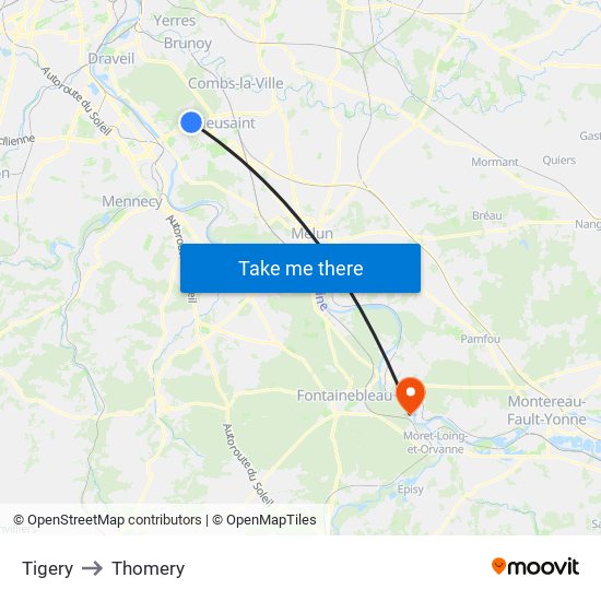 Tigery to Thomery map