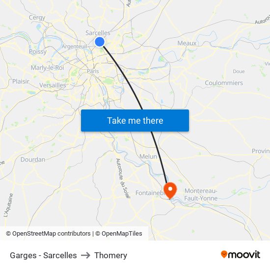 Garges - Sarcelles to Thomery map