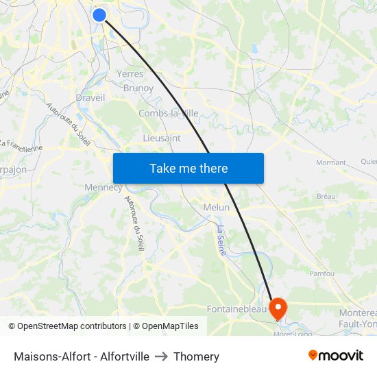 Maisons-Alfort - Alfortville to Thomery map