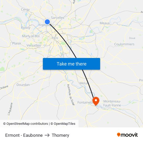 Ermont - Eaubonne to Thomery map