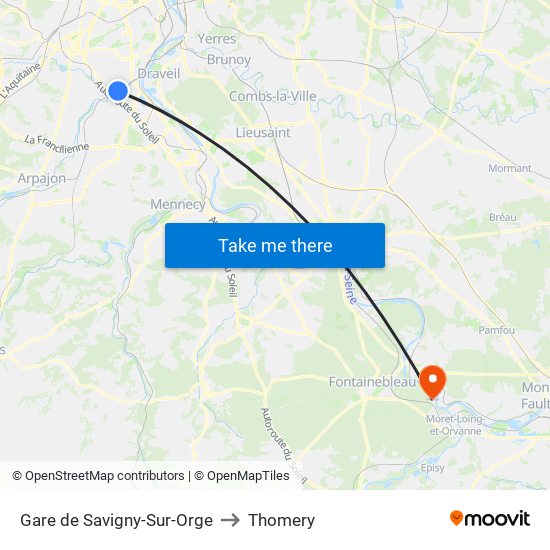 Gare de Savigny-Sur-Orge to Thomery map