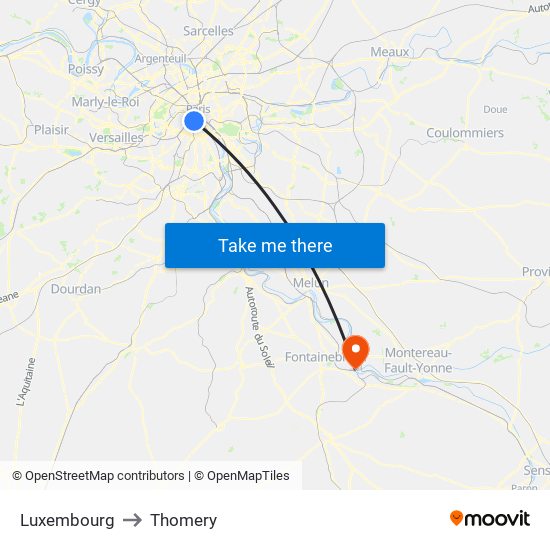 Luxembourg to Thomery map