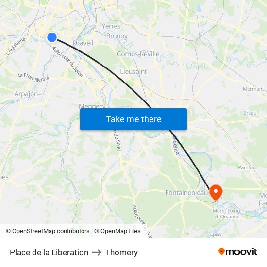 Place de la Libération to Thomery map