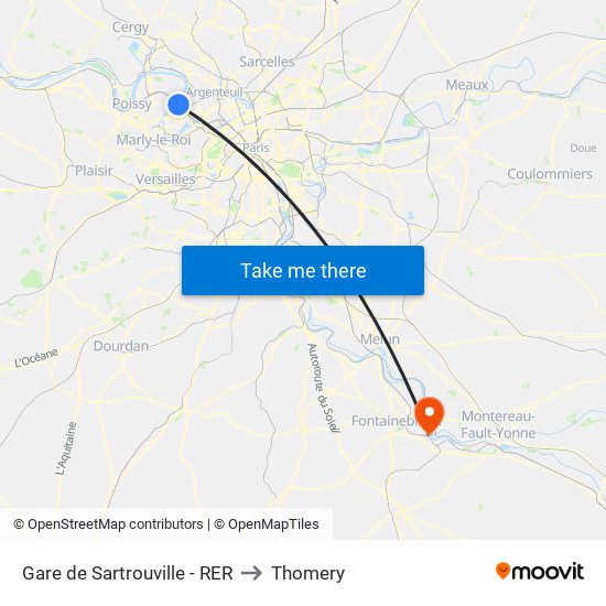 Gare de Sartrouville - RER to Thomery map