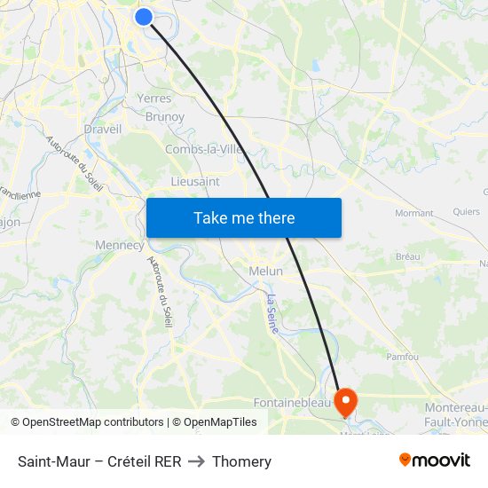 Saint-Maur – Créteil RER to Thomery map