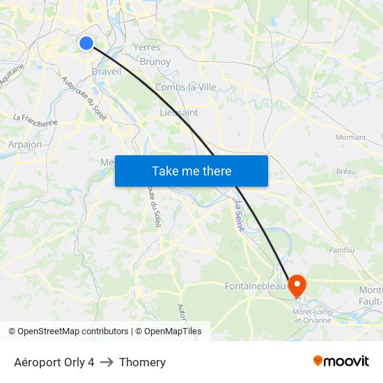 Aéroport Orly 4 to Thomery map