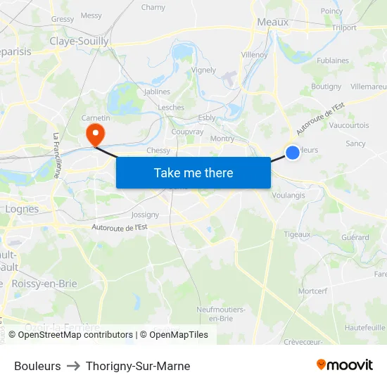Bouleurs to Thorigny-Sur-Marne map