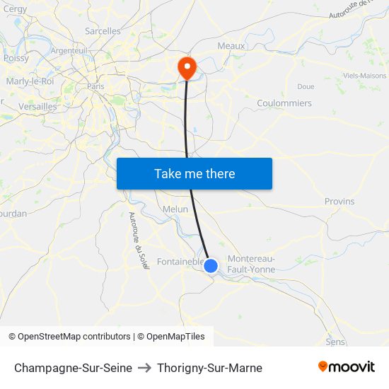 Champagne-Sur-Seine to Thorigny-Sur-Marne map