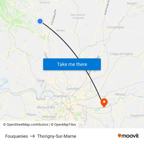 Fouquenies to Thorigny-Sur-Marne map