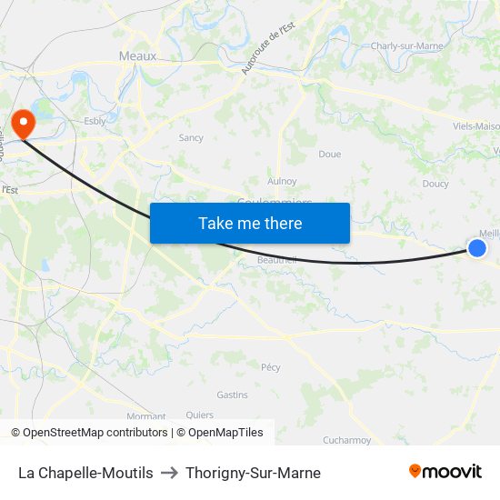 La Chapelle-Moutils to Thorigny-Sur-Marne map