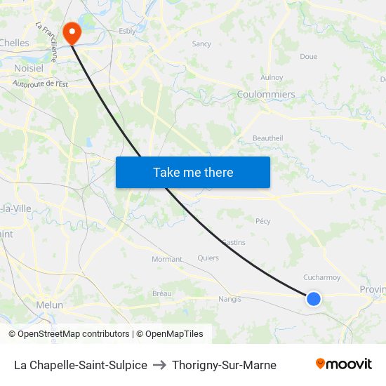 La Chapelle-Saint-Sulpice to Thorigny-Sur-Marne map