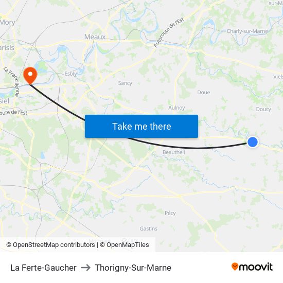 La Ferte-Gaucher to Thorigny-Sur-Marne map