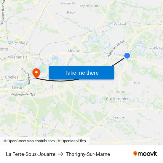 La Ferte-Sous-Jouarre to Thorigny-Sur-Marne map