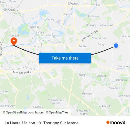 La Haute-Maison to Thorigny-Sur-Marne map