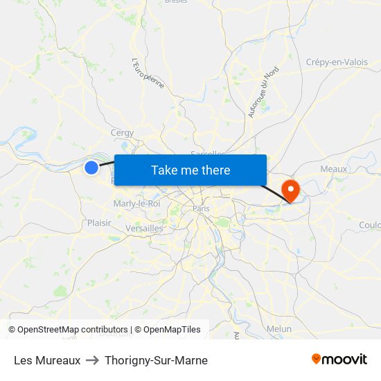 Les Mureaux to Thorigny-Sur-Marne map