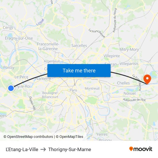 L'Etang-La-Ville to Thorigny-Sur-Marne map
