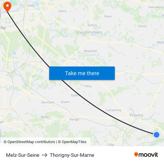 Melz-Sur-Seine to Thorigny-Sur-Marne map