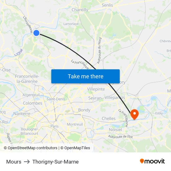 Mours to Thorigny-Sur-Marne map