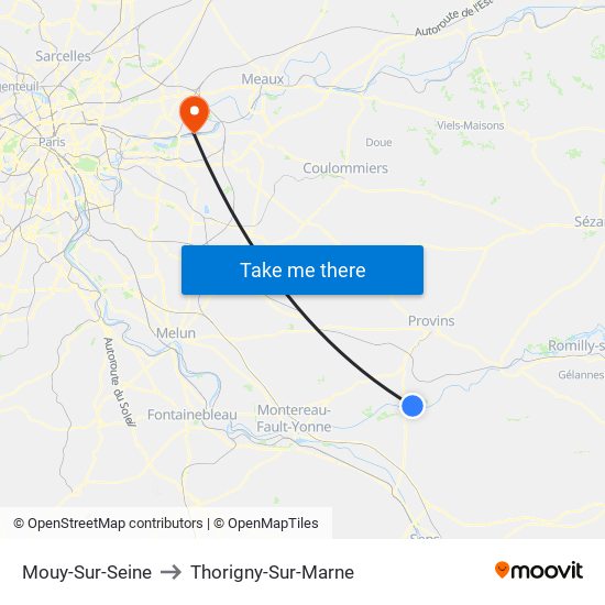 Mouy-Sur-Seine to Thorigny-Sur-Marne map