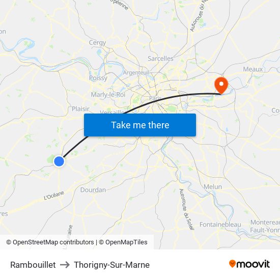 Rambouillet to Thorigny-Sur-Marne map