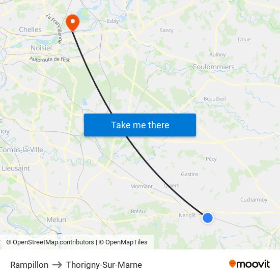 Rampillon to Thorigny-Sur-Marne map