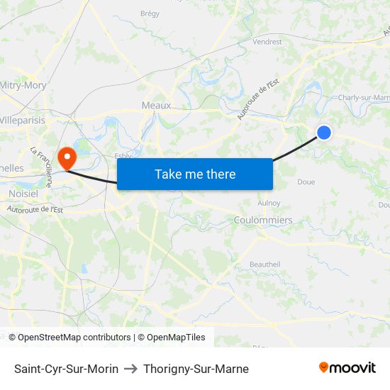 Saint-Cyr-Sur-Morin to Thorigny-Sur-Marne map