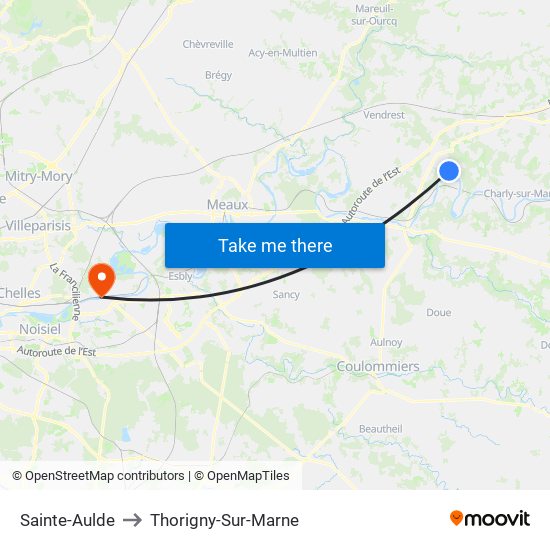 Sainte-Aulde to Thorigny-Sur-Marne map