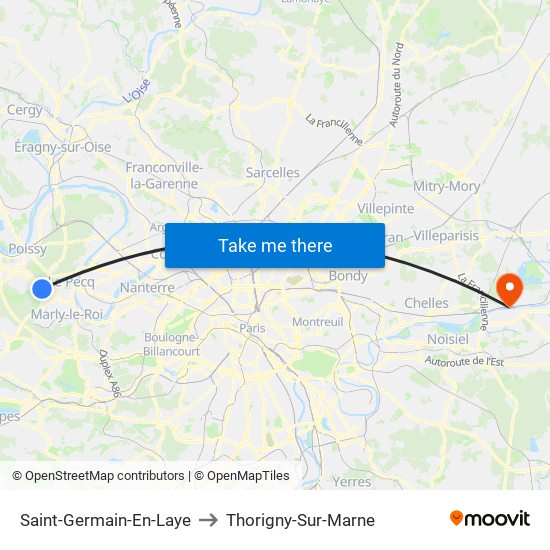 Saint-Germain-En-Laye to Thorigny-Sur-Marne map