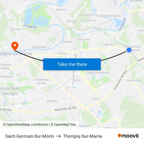 Saint-Germain-Sur-Morin to Thorigny-Sur-Marne map