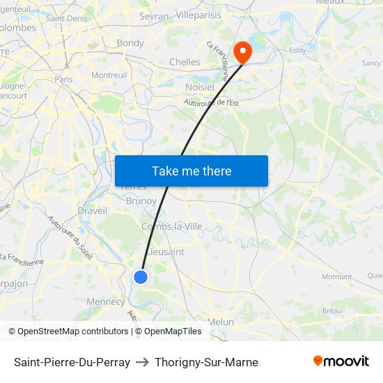 Saint-Pierre-Du-Perray to Thorigny-Sur-Marne map