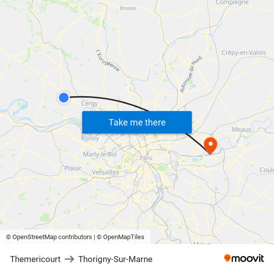 Themericourt to Thorigny-Sur-Marne map