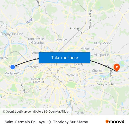 Saint-Germain-En-Laye to Thorigny-Sur-Marne map