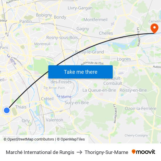 Marché International de Rungis to Thorigny-Sur-Marne map