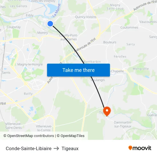 Conde-Sainte-Libiaire to Tigeaux map