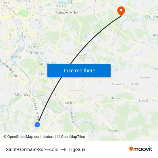 Saint-Germain-Sur-Ecole to Tigeaux map