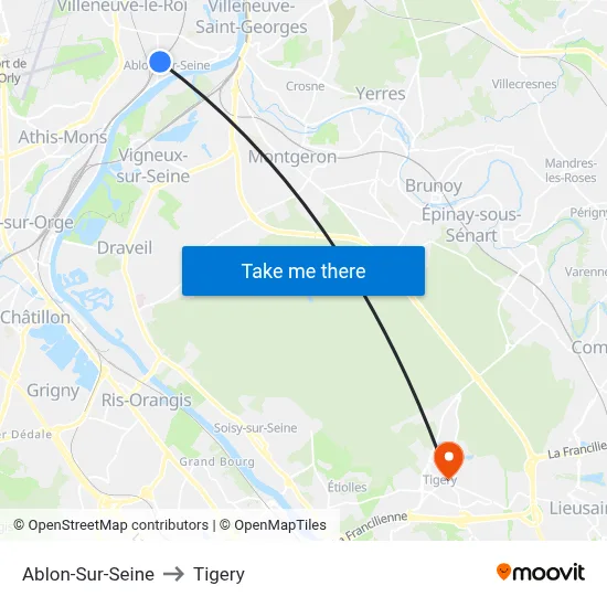 Ablon-Sur-Seine to Tigery map