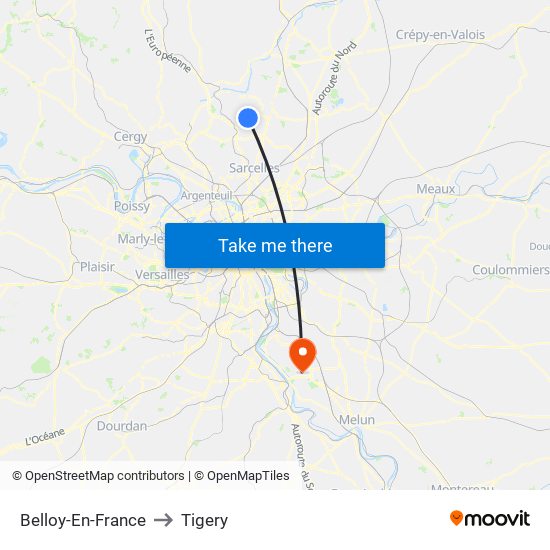 Belloy-En-France to Tigery map